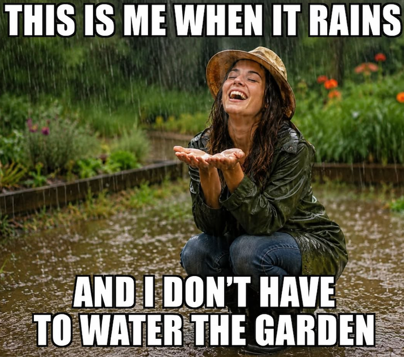 THIS IS ME WHEN IT RAINS AND I DON'T HAVE TO WATER THE GARDEN