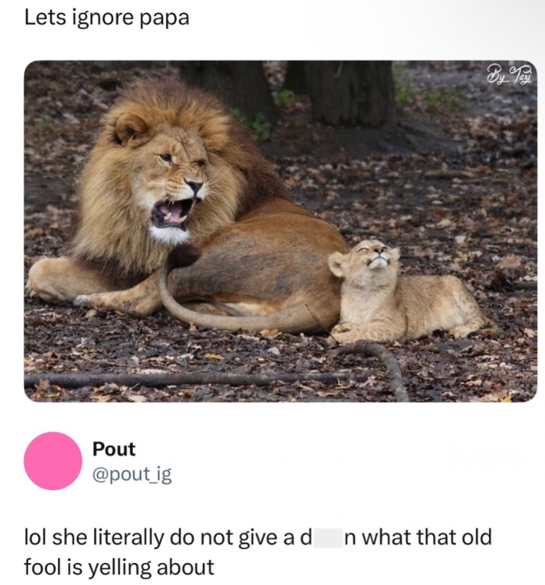 Lets ignore papa AD Pout @pout_ig lol she literally do not give a d fool is yelling about In what that old By Tay