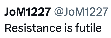 JoM1227 @JoM1227 Resistance is futile