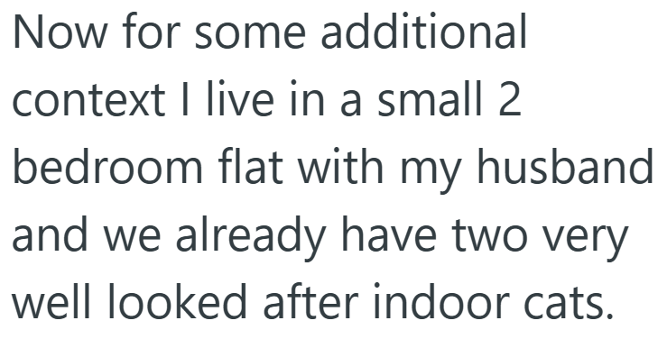 Now for some additional context I live in a small 2 bedroom flat with my husband and we already have two very well looked after indoor cats.