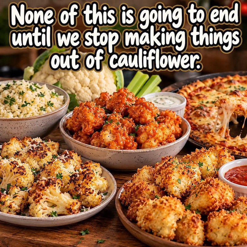 None of this is going to end until we stop making things out of cauliflower.