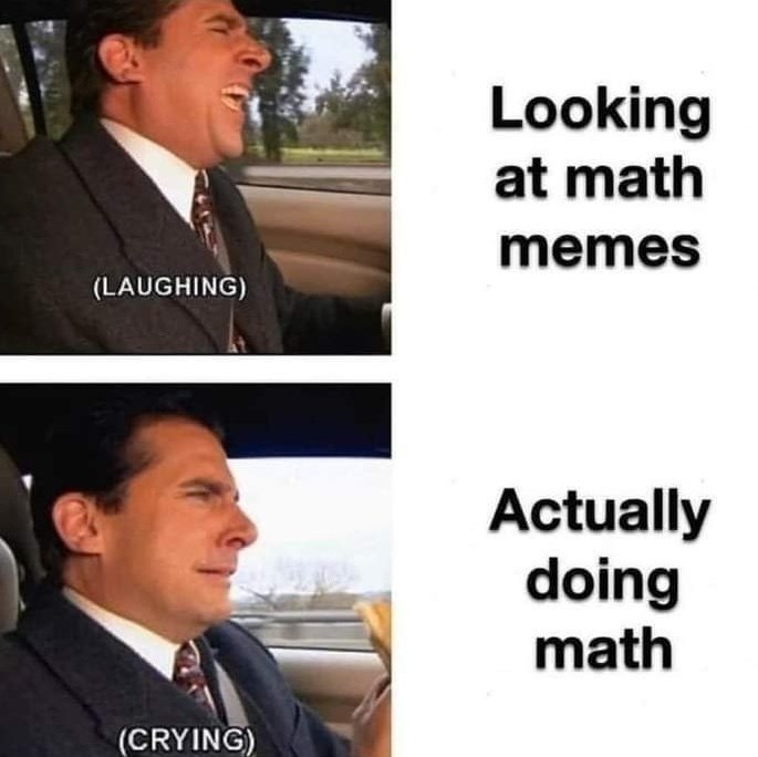 (LAUGHING) Looking at math memes (CRYING) Actually doing math
