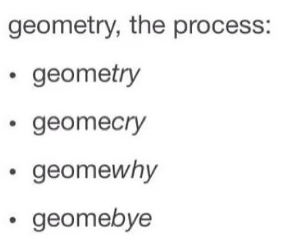 geometry, the process: geometry • geomecry geomewhy geomebye