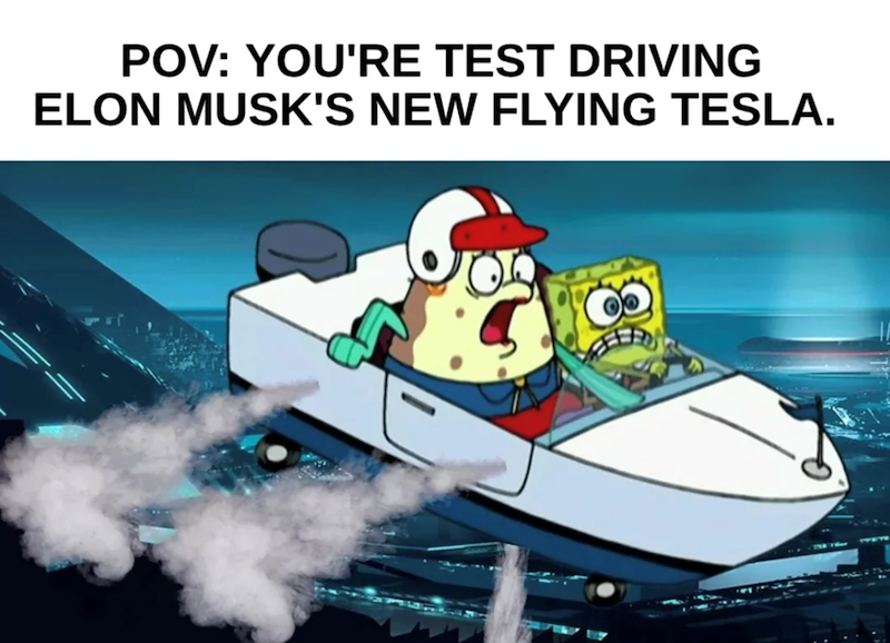 POV: YOU'RE TEST DRIVING ELON MUSK'S NEW FLYING TESLA.