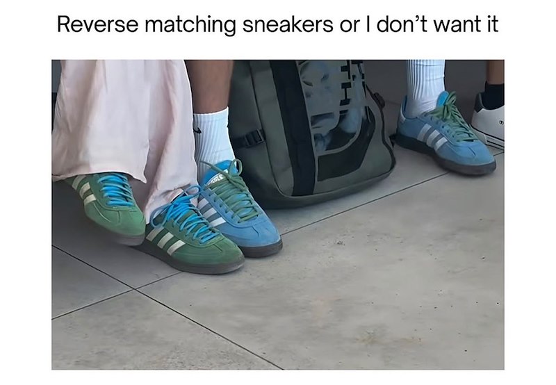 Reverse matching sneakers or I don't want it