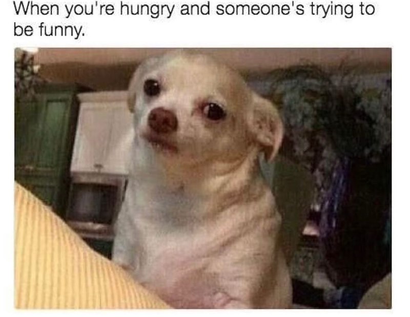 When you're hungry and someone's trying to be funny.
