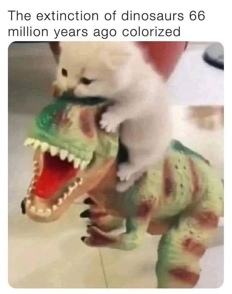 The extinction of dinosaurs 66 million years ago colorized