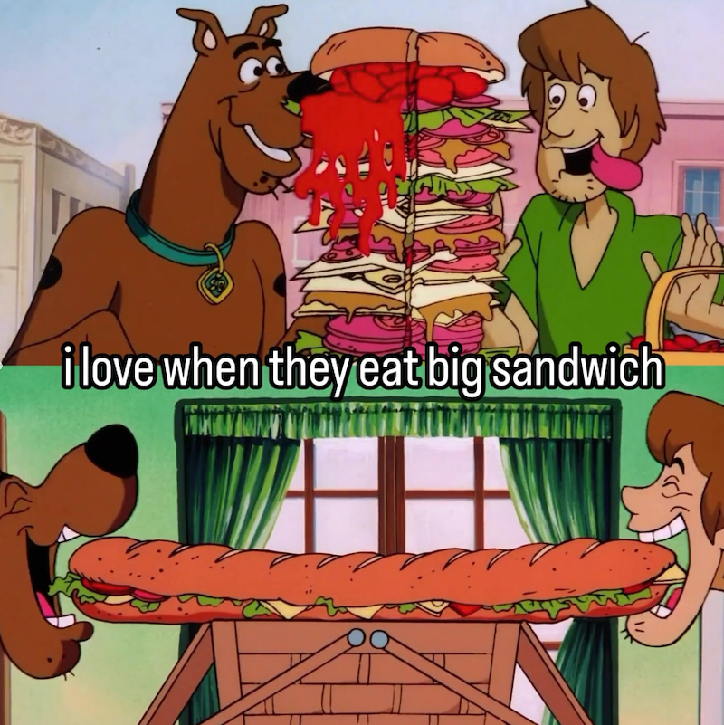 ilove when they eat big sandwich
