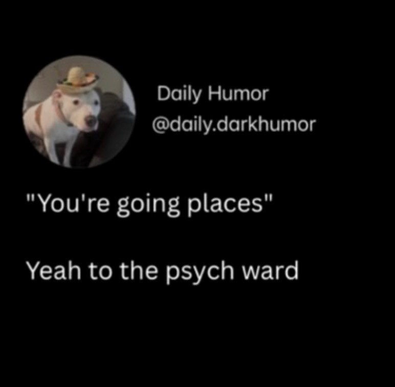 Daily Humor @daily.darkhumor "You're going places" Yeah to the psych ward