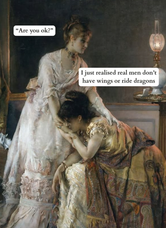 "Are you ok?" I just realised real men don't have wings or ride dragons