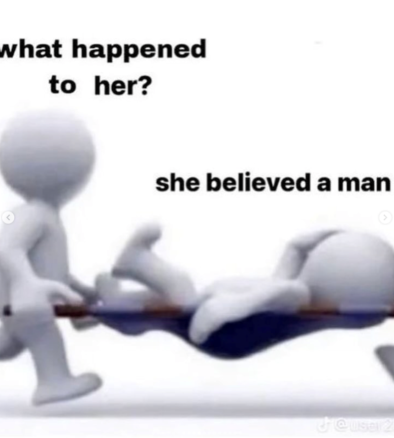 what happened to her? she believed a man @user2
