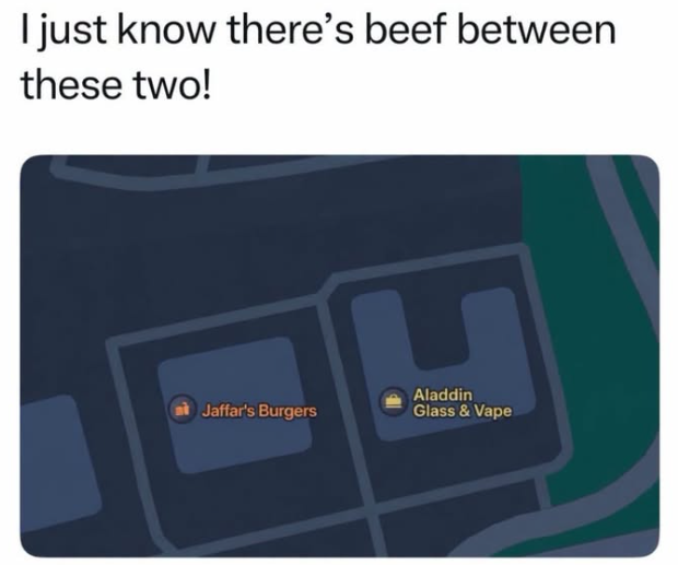 I just know there's beef between these two! Jaffar's Burgers Aladdin Glass & Vape
