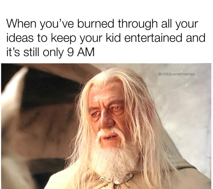 When you've burned through all your ideas to keep your kid entertained and it's still only 9 AM @childownermemes