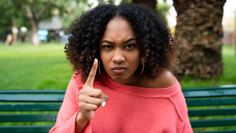 Upset woman at historical site