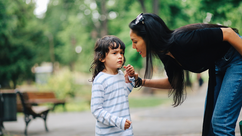 Woman scolding kid