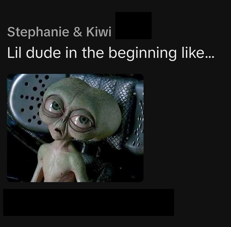 Stephanie & Kiwi Lil dude in the beginning like...