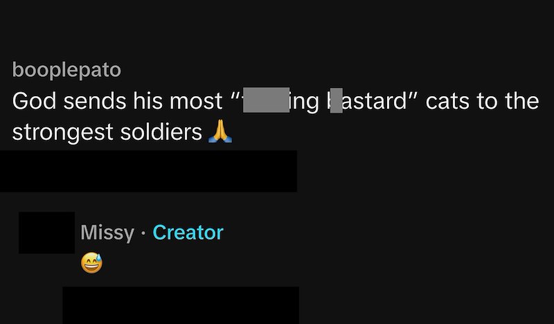 booplepato God sends his most II. ing astard" cats to the strongest soldiers Missy Creator •