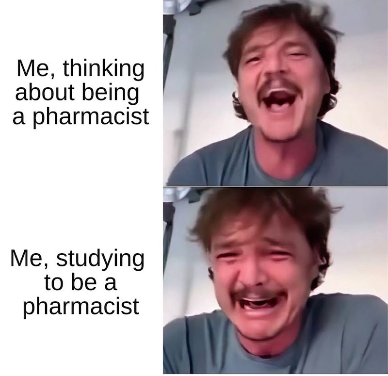 Me, thinking about being a pharmacist Me, studying to be a pharmacist