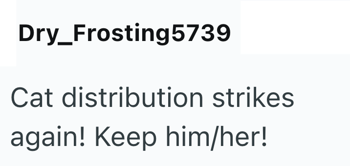 Dry_Frosting5739 Cat distribution strikes again! Keep him/her!