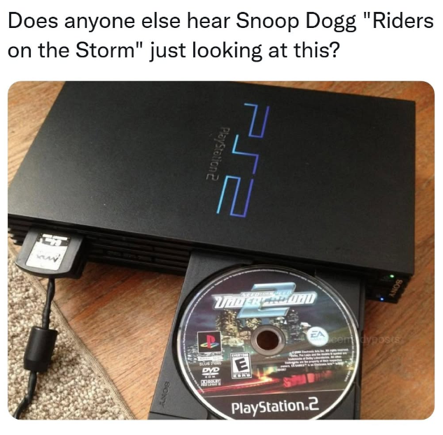 Does anyone else hear Snoop Dogg "Riders on the Storm" just looking at this? SONY PlayStation 2 252 VADERY and EA com dyposis BLUS FO DVD COOLRY E PlayStation.2