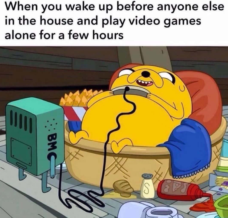 When you wake up before anyone else in the house and play video games alone for a few hours BMC wwwwww