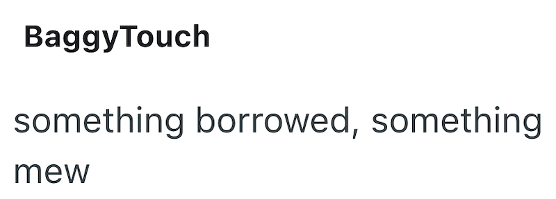 BaggyTouch something borrowed, something mew