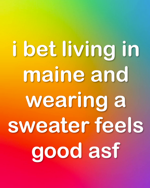 i bet living in maine and wearing a sweater feels good asf