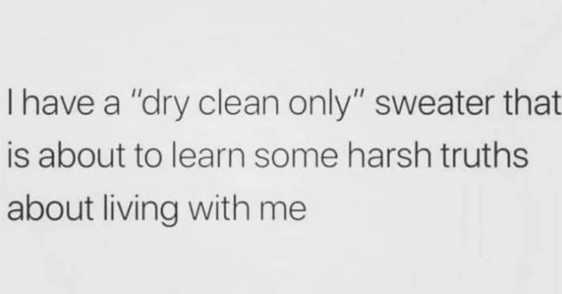 I have a "dry clean only" sweater that is about to learn some harsh truths about living with me