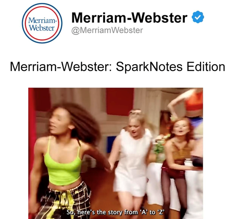 Merriam- Webster Merriam-Webster @Merriam Webster Merriam-Webster: SparkNotes Edition So, here's the story from 'A' to 'Z'