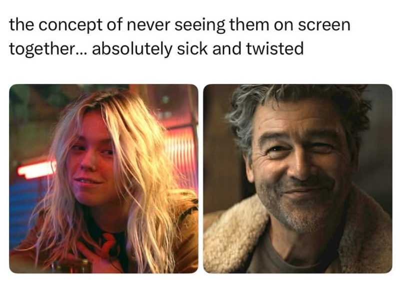 the concept of never seeing them on screen together... absolutely sick and twisted