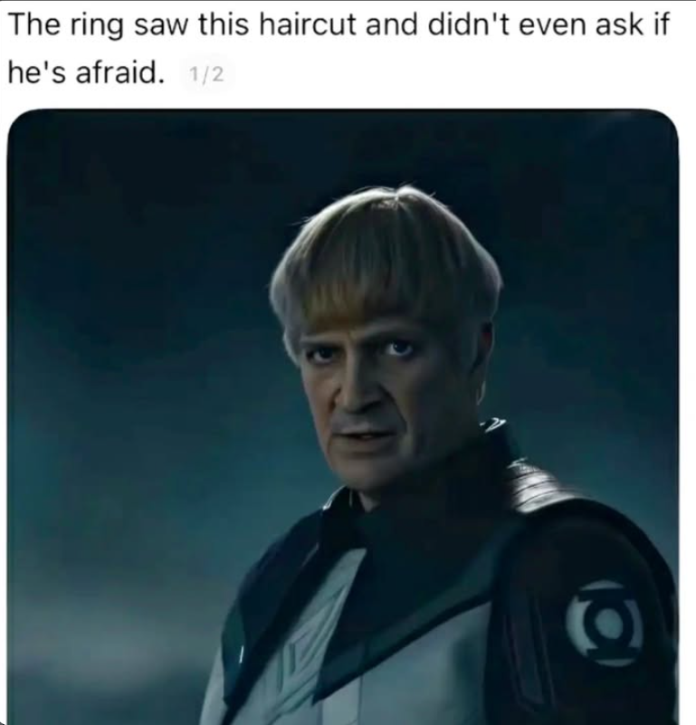 The ring saw this haircut and didn't even ask if he's afraid. 1/2