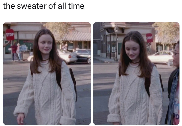 the sweater of all time STOP STOP D