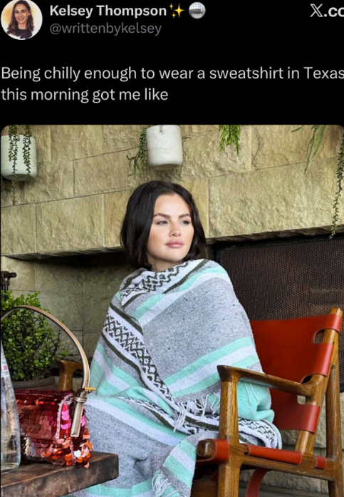 Kelsey Thompson++ @writtenbykelsey X.cc Being chilly enough to wear a sweatshirt in Texas this morning got me like