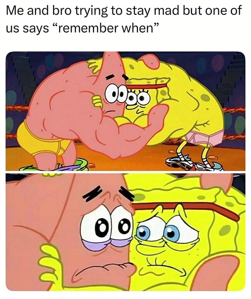 Me and bro trying to stay mad but one of us says "remember when"