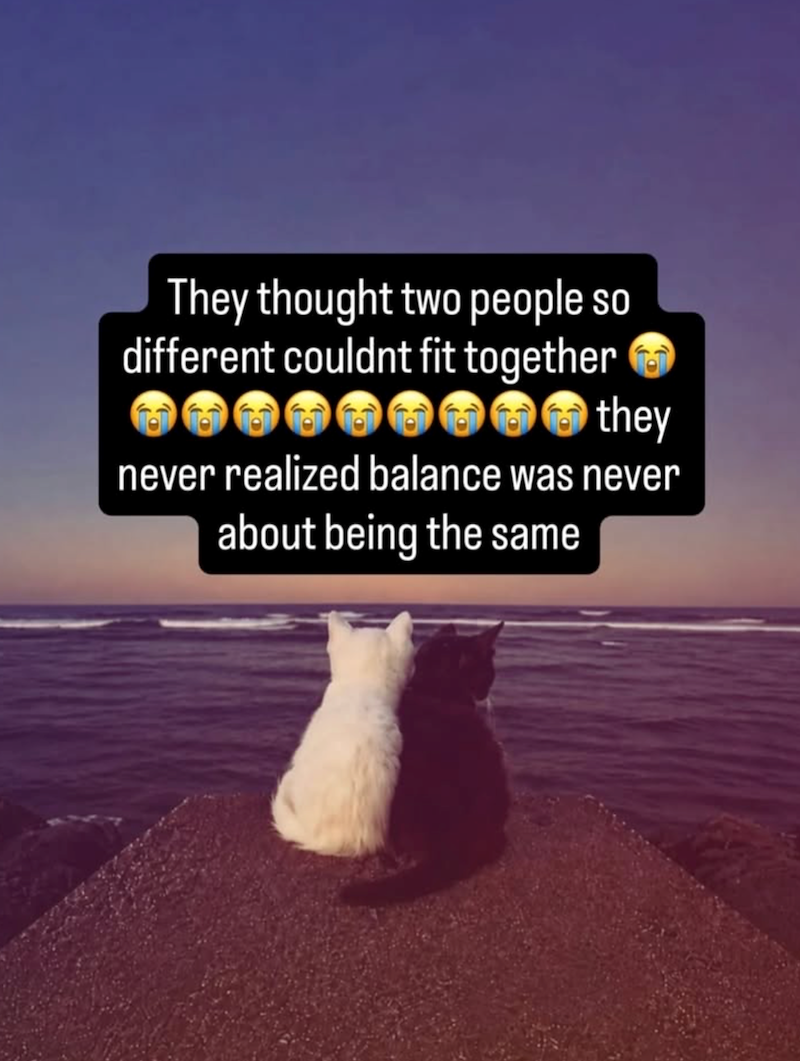 They thought two people so different couldnt fit together they never realized balance was never about being the same