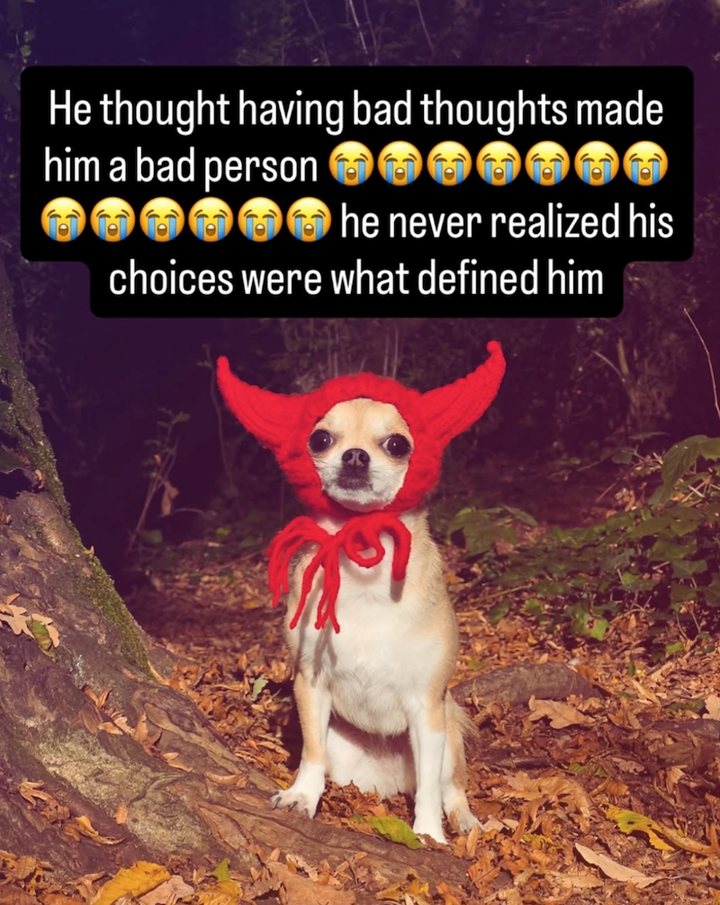 He thought having bad thoughts made him a bad person he never realized his choices were what defined him