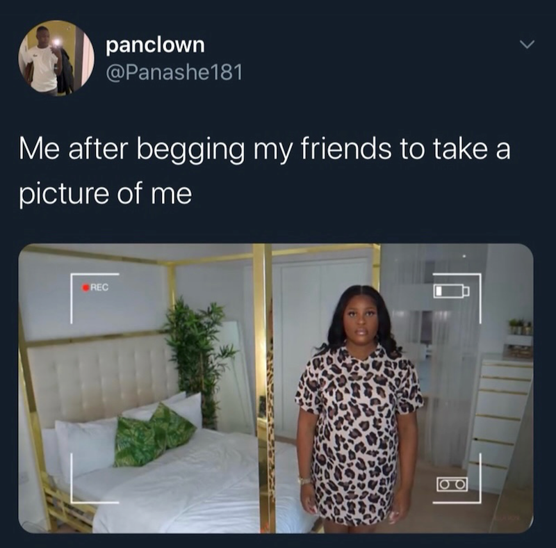panclown @Panashe181 Me after begging my friends to take a picture of me REC