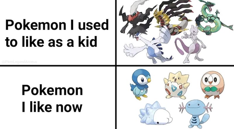 Pokemon I used to like as a kid @PkmLegendArceus Pokemon I like now
