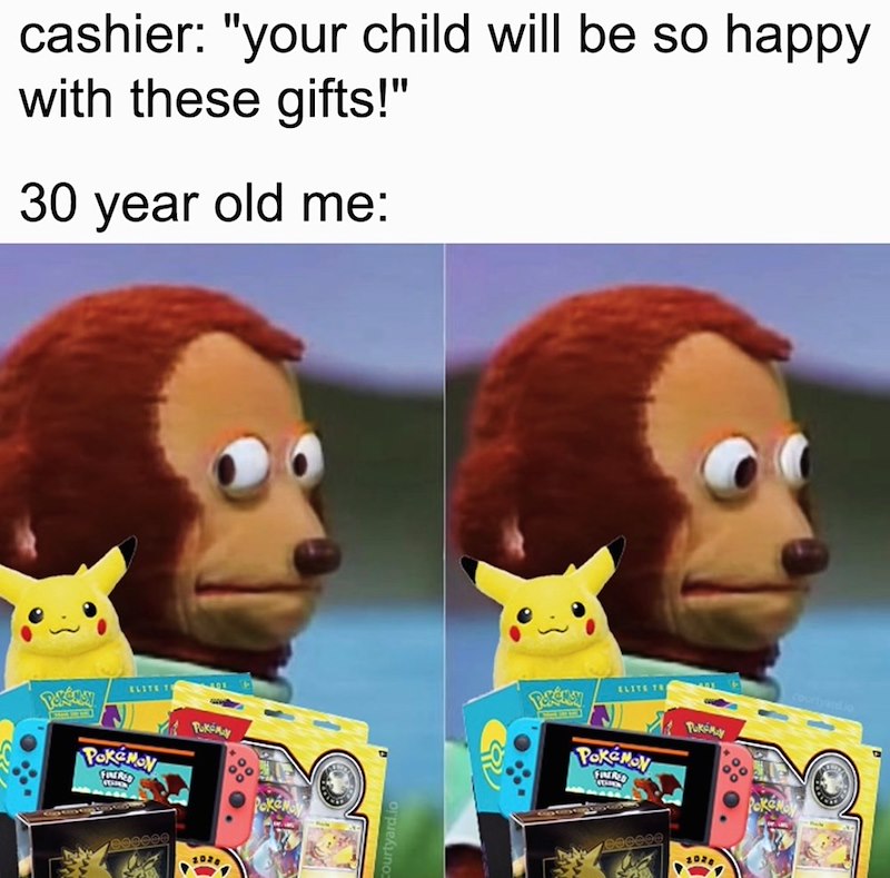 cashier: "your child will be so happy with these gifts!" 30 year old me: ELITE T POKEMON FINERED PUKAY ELITE TRE POKEMON FINERED PUKEMY 2028 2020 courtyard.io