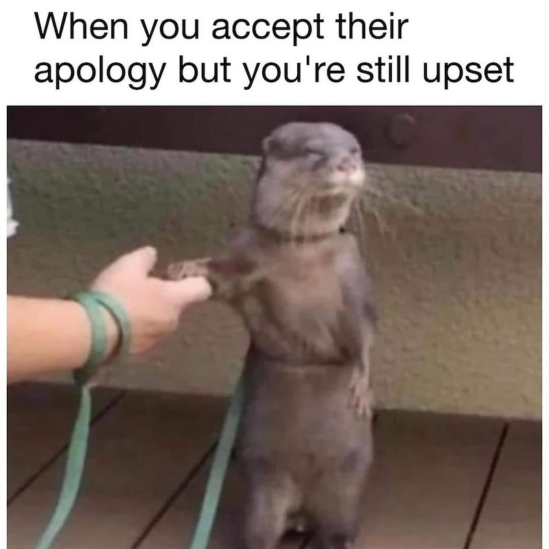When you accept their apology but you're still upset