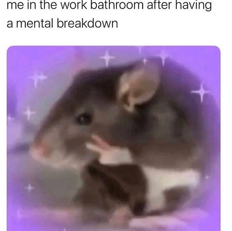 me in the work bathroom after having a mental breakdown