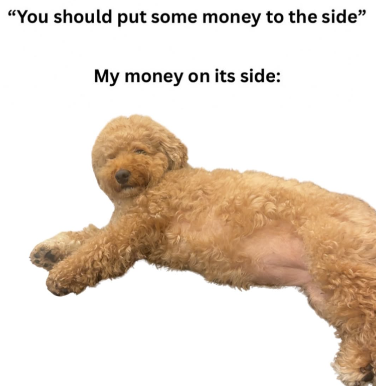 "You should put some money to the side" My money on its side: