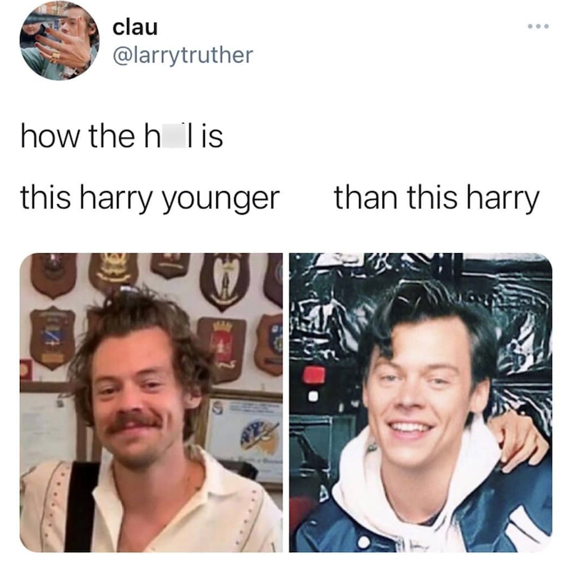 clau @larrytruther how the h Tis ... this harry younger than this harry A A