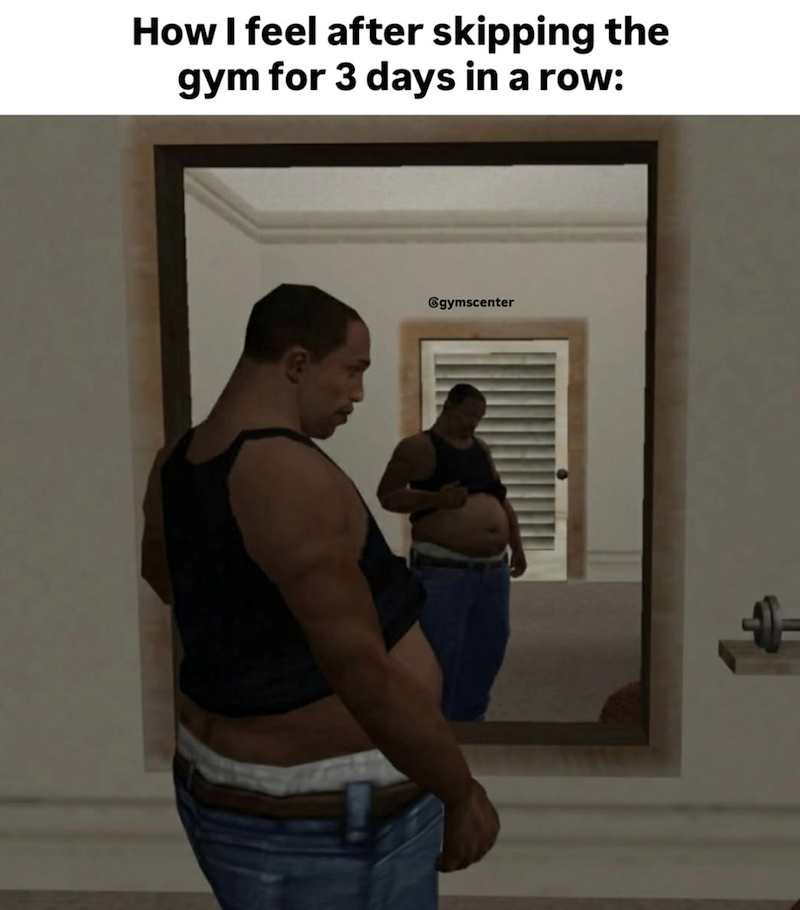 How I feel after skipping the gym for 3 days in a row: ⑥gymscenter
