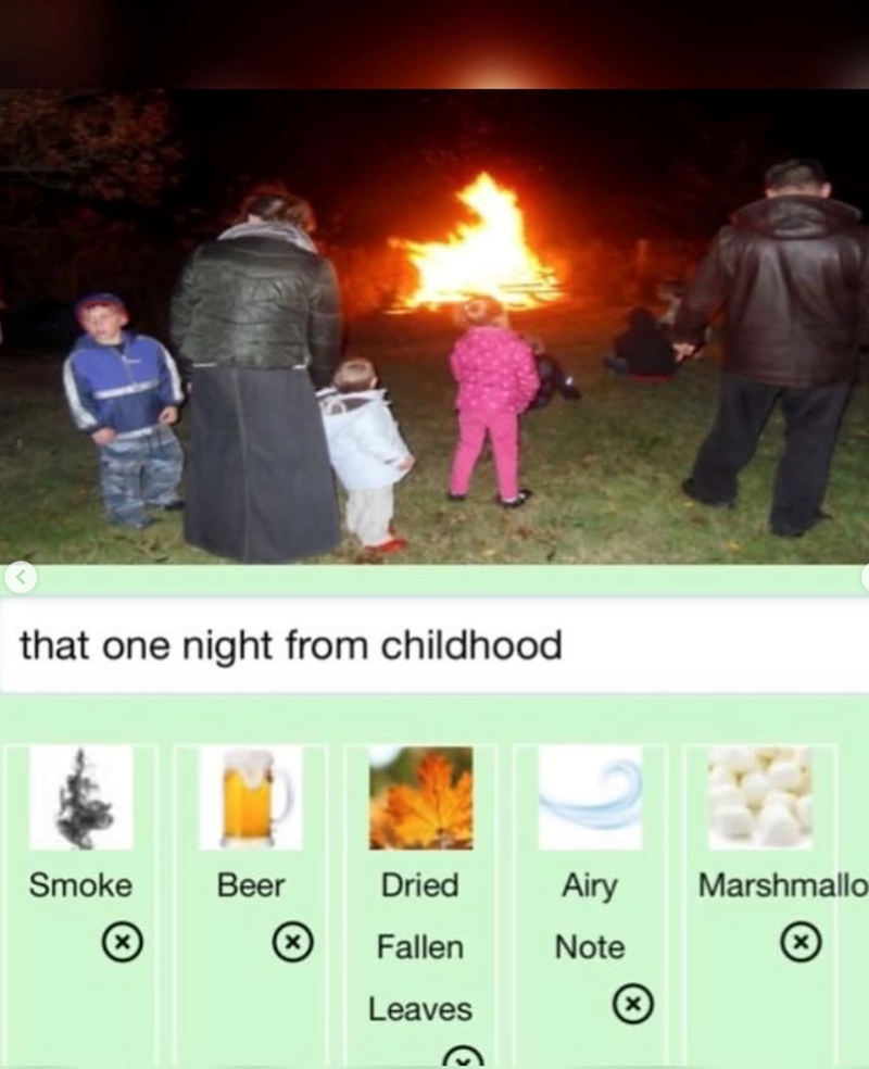 that one night from childhood Smoke Beer Dried Airy Marshmallo ☑ Fallen Note Leaves