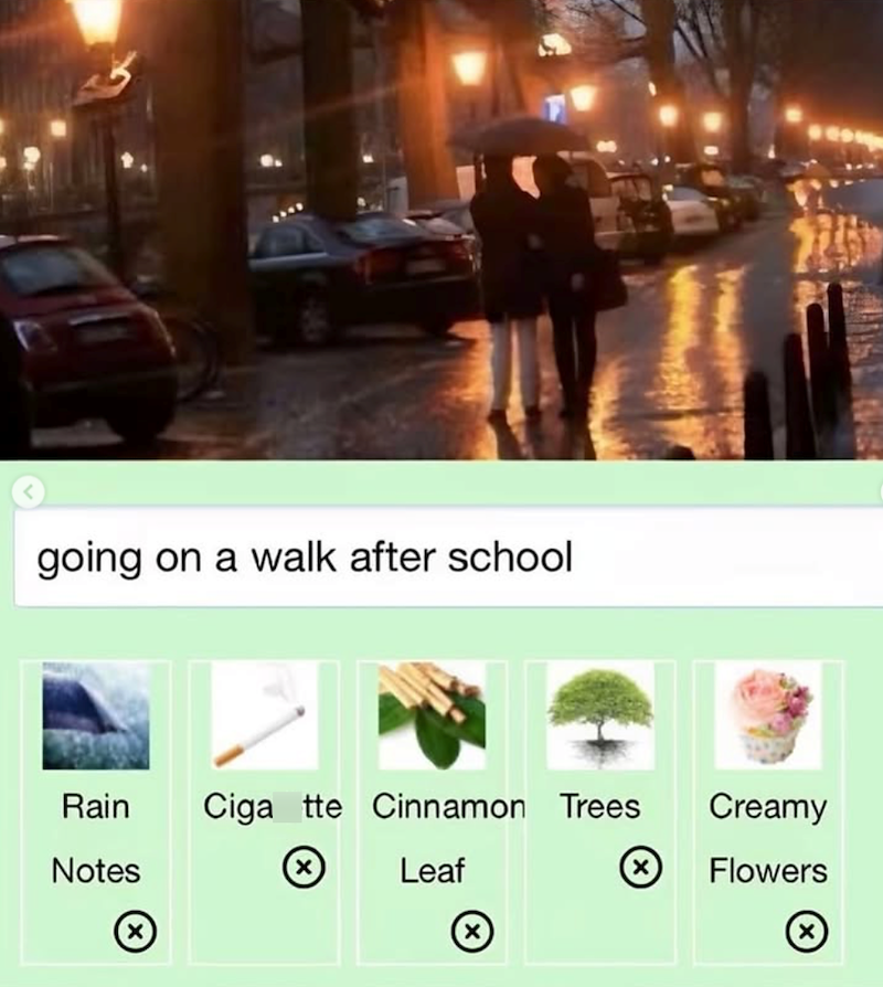 going on a walk after school Rain Ciga tte Cinnamon Trees Notes Leaf Creamy X Flowers