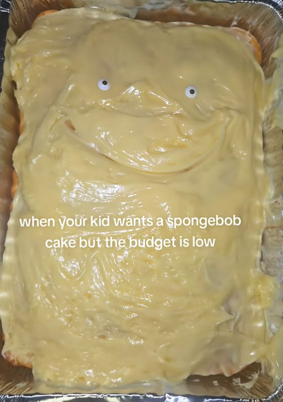 when your kid wants a spongebob cake but the budget is low