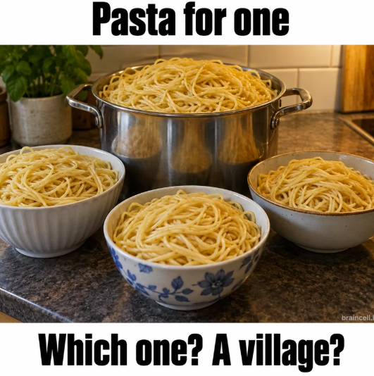 Pasta for one braincell. Which one? A village?
