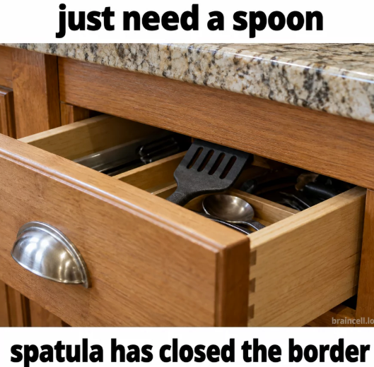 just need a spoon braincell.lo spatula has closed the border
