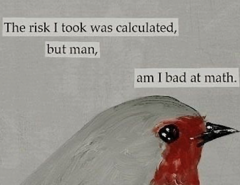 The risk I took was calculated, but man, am I bad at math.